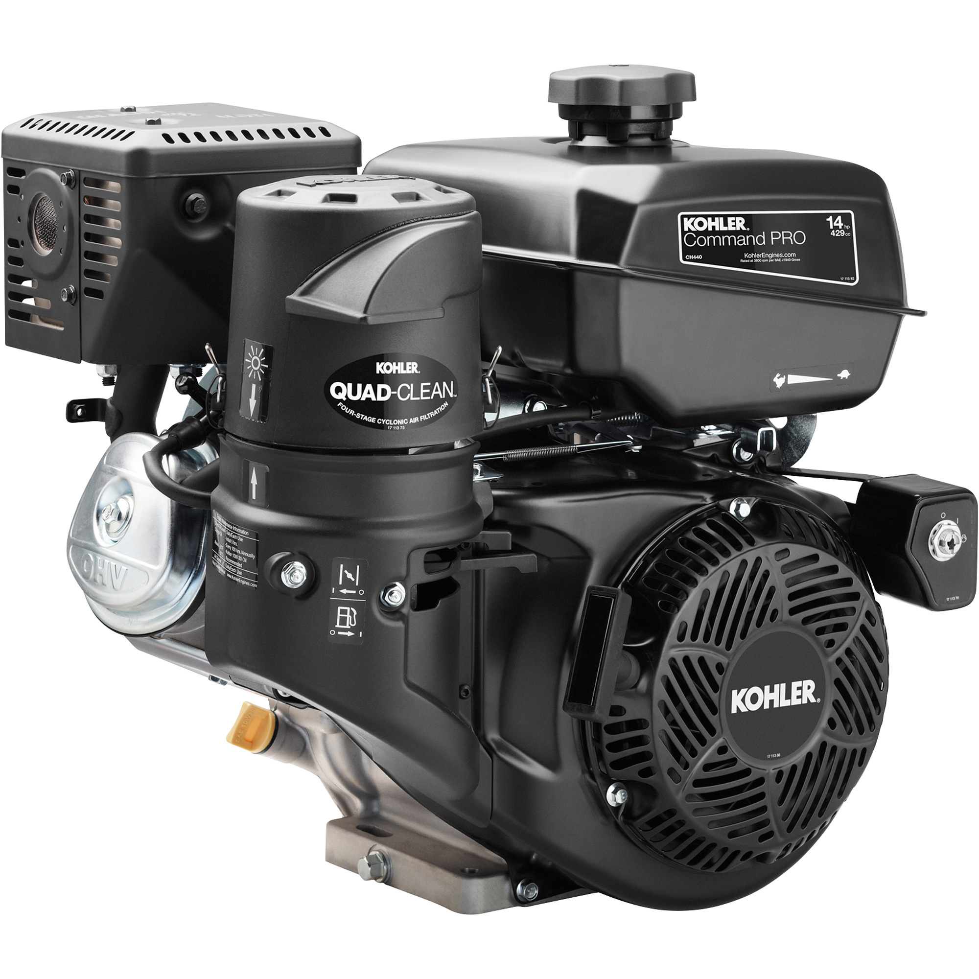 Kohler Command PRO Horizontal OHV Engine with Electric/Recoil Start - 429cc, 14 HP, 1in. x 3.49in. Shaft, Model# PA-CH440-3275